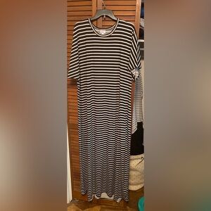LuLaRoe Black and White Striped Maxi Dress